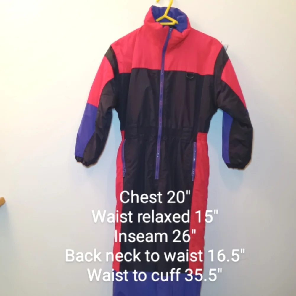Vintage 80s ProSports Junior Colorblock One Piece Ski Suit Made in USA
